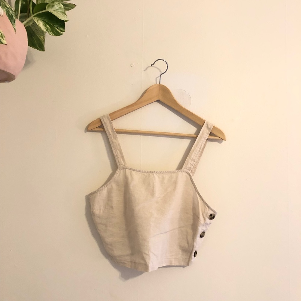 Marine Layer Andi Cropped Linen Tank